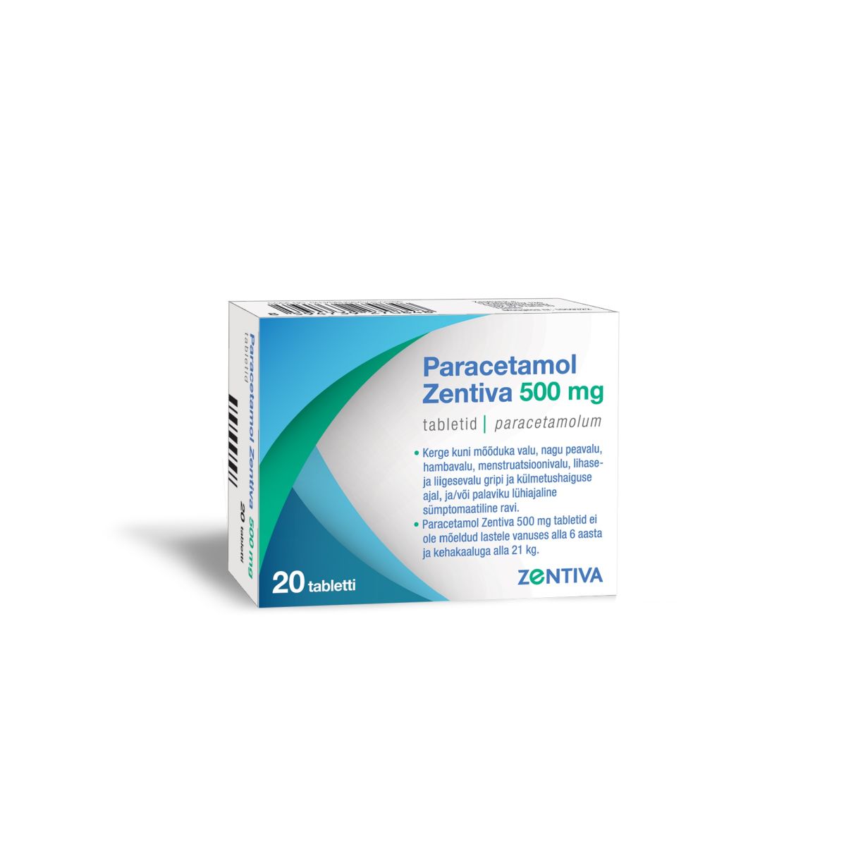 PARACETAMOL ZENTIVA TBL 500MG N20 - Product Image