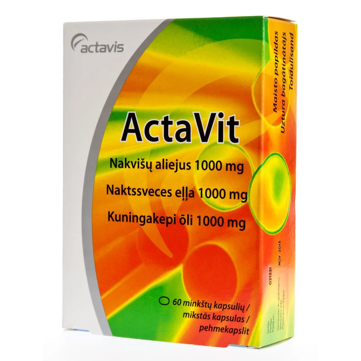 ACTAVIT KUNINGAKEPI ÕLI KAPSLID 1000MG N60 - Product Image