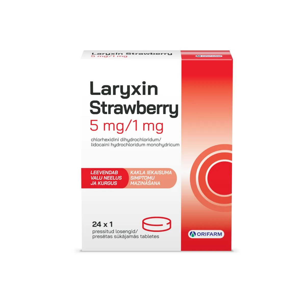 LARYXIN STRAWBERRY LOSENG 5MG+1MG N24 - Product Image