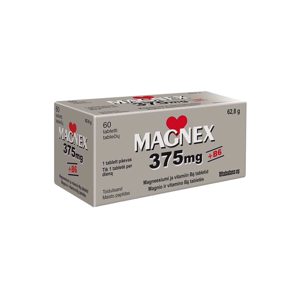MAGNEX + VITAMIIN B6 TBL 375/2,2MG N60 - Product Image