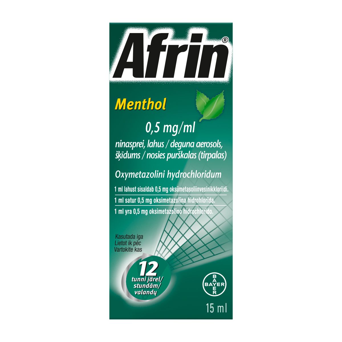 AFRIN MENTHOL NINASPREI 0,5MG/ML 15ML - Product Image