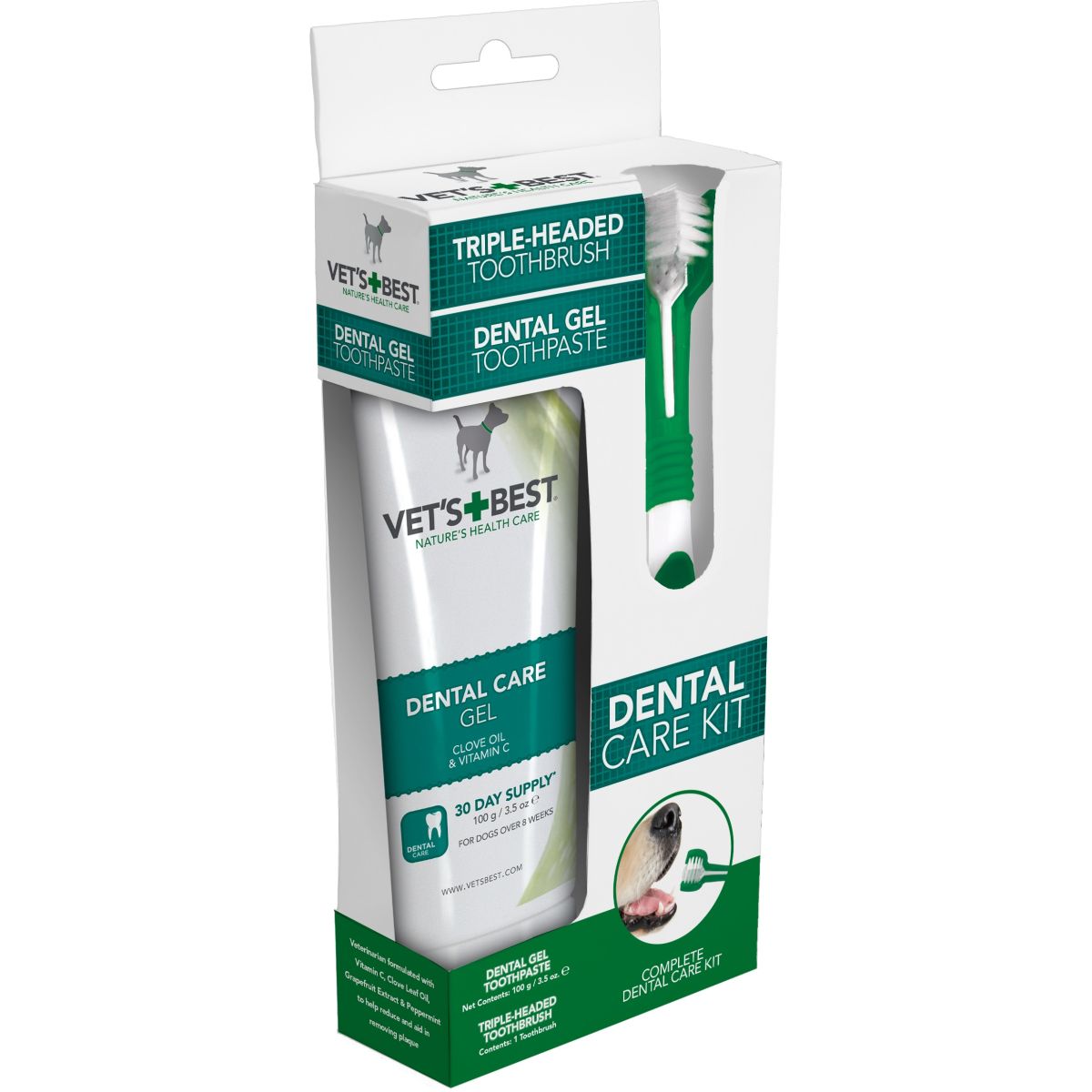 Vets Best suuhoolduskomplekt koertele geeli ja hambaharjaga - Product Image