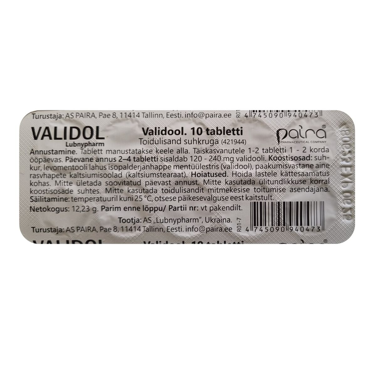 VALIDOOL SUHKRUGA 60MG N10 - Product Image