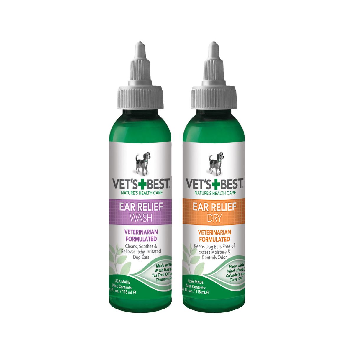 Vet's Best Ear Relief Wash+Dry kõrvahooldusvahend 120 ml - Product Image