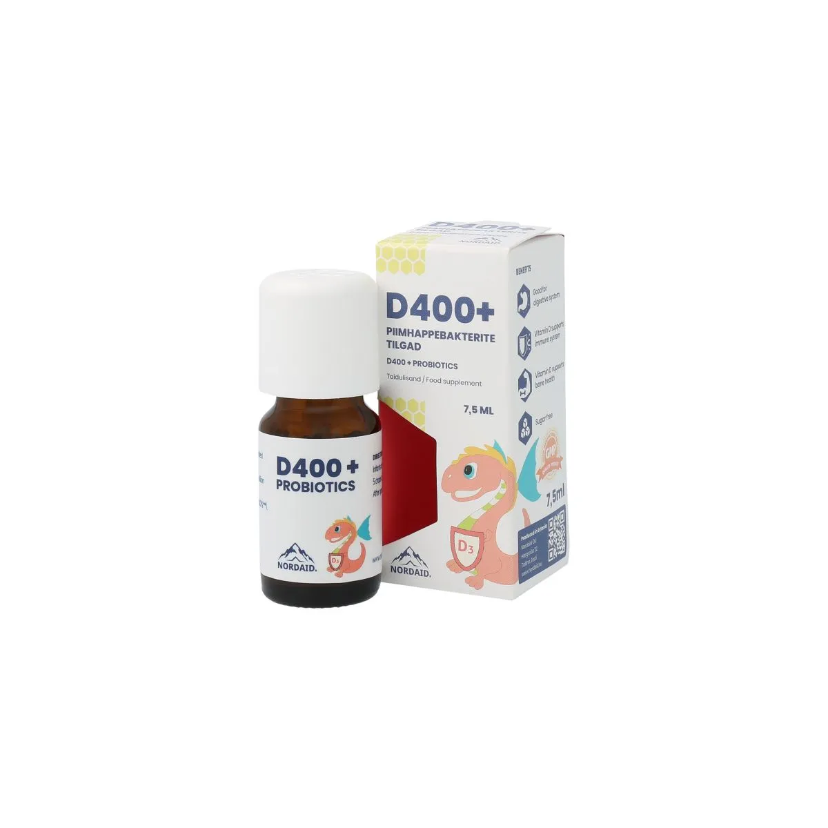NORDAID D-VITAMIINI JA PIIMHAPPEBAKTERITE TILGAD D400 7,5ML - Product Image