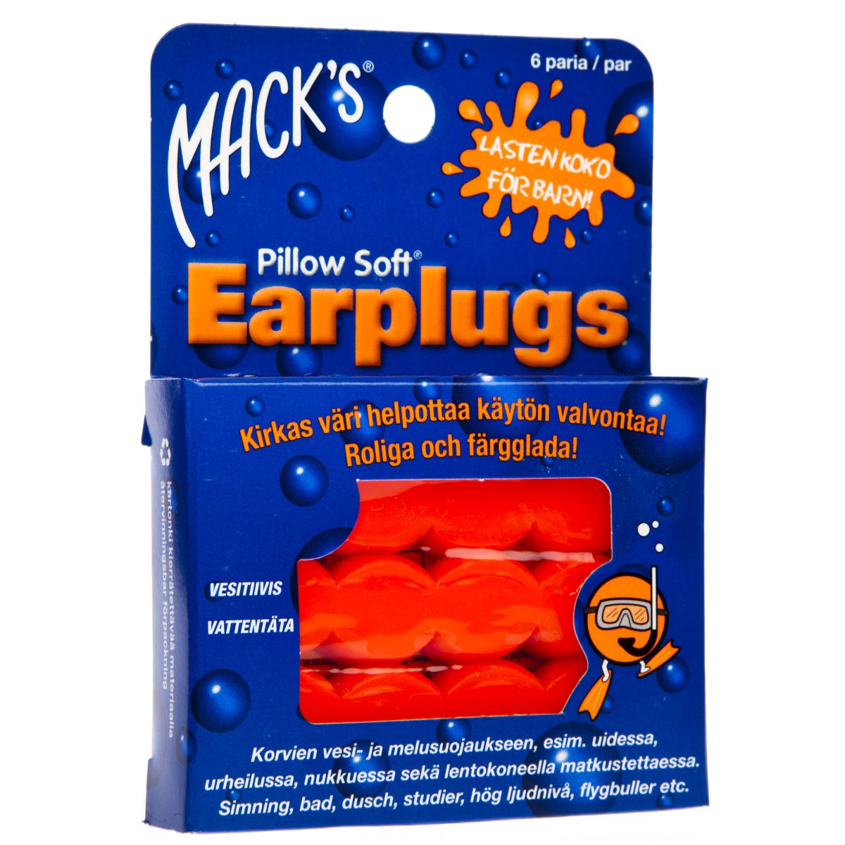 KÕRVATROPID MACK'S SILIKOONIST LASTELE N12  6 PAARI - Product Image