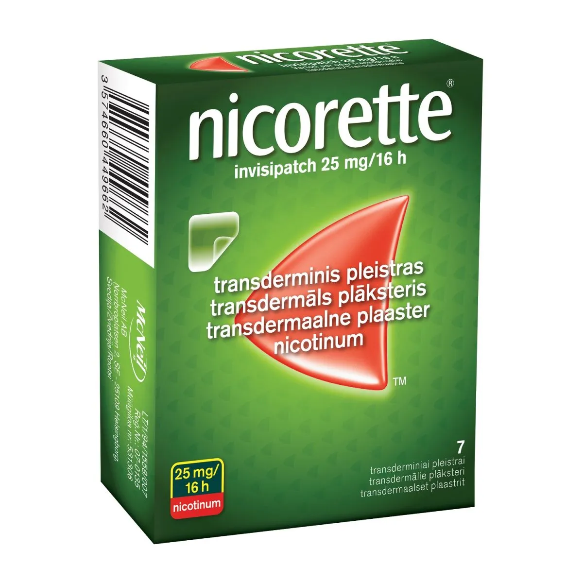 NICORETTE INVISIPATCH TDP 25MG/16H N7 - Product Image