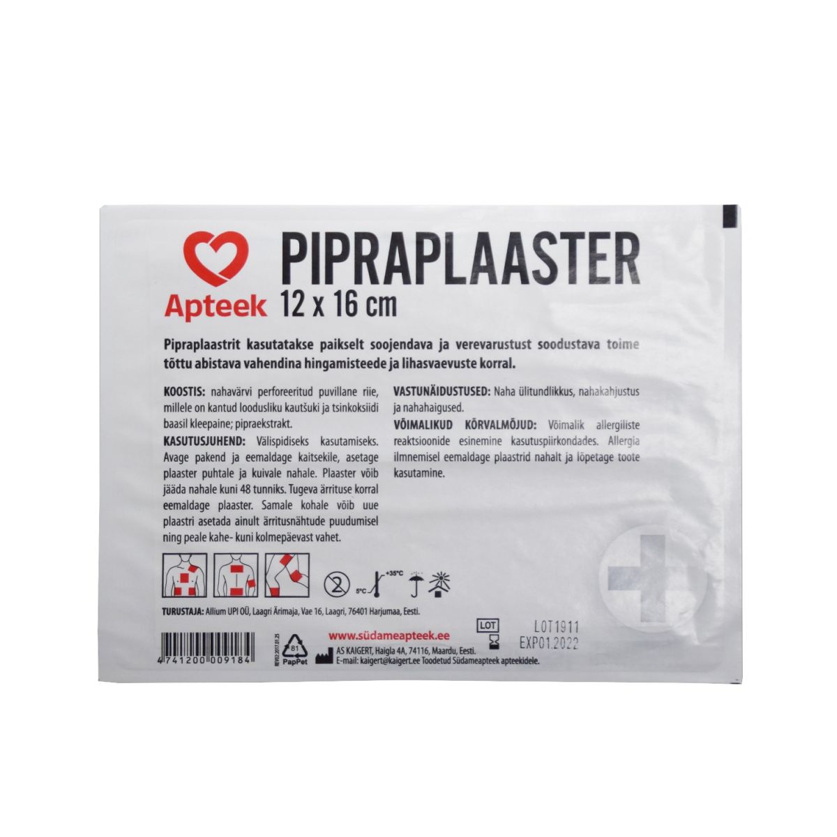SA PIPRAPLAASTER 12X16CM