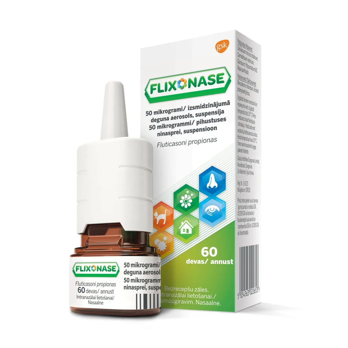 FLIXONASE NINASPREI, SUSPENSIOON 50MCG/D 60D - Product Image
