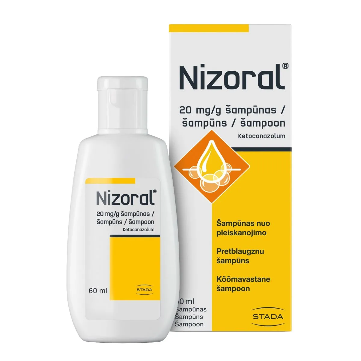 NIZORAL SHAMPOON 20MG/G 60ML - Product Image