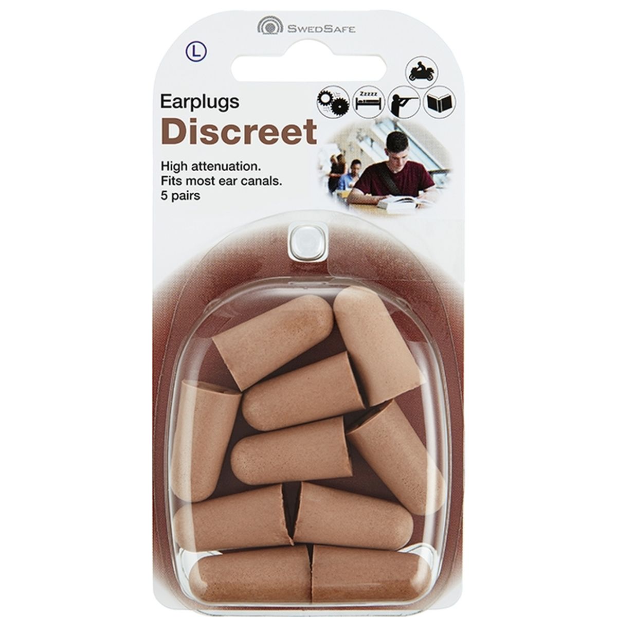 KÕRVATROPID SWEDSAFE DISCREET LARGE PEHMEST VAHUST BEEŽID N10 5-PAARI - Product Image
