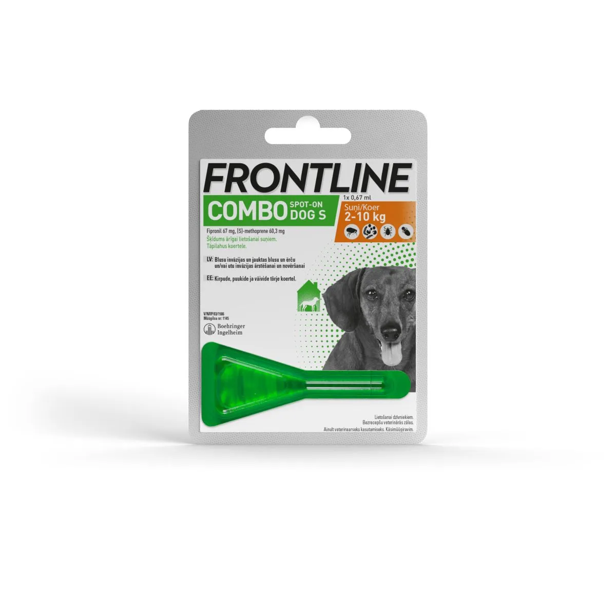 FRONTLINE COMBO DOGS TÄPILAHUS 67MG+60,3MG/0,67ML N1 (2-10KG) - Product Image