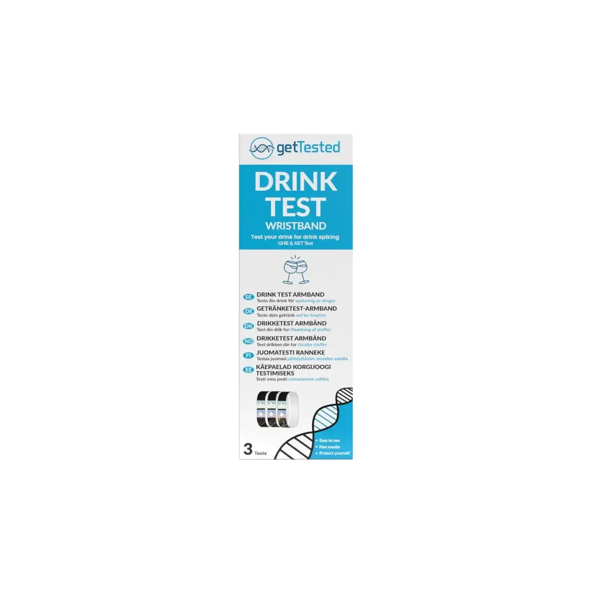 GETTESTED KORGIJOOGI KÄEPAEL GHB JA KETAMIINI TUVASTAMISEKS N3 - Product Image