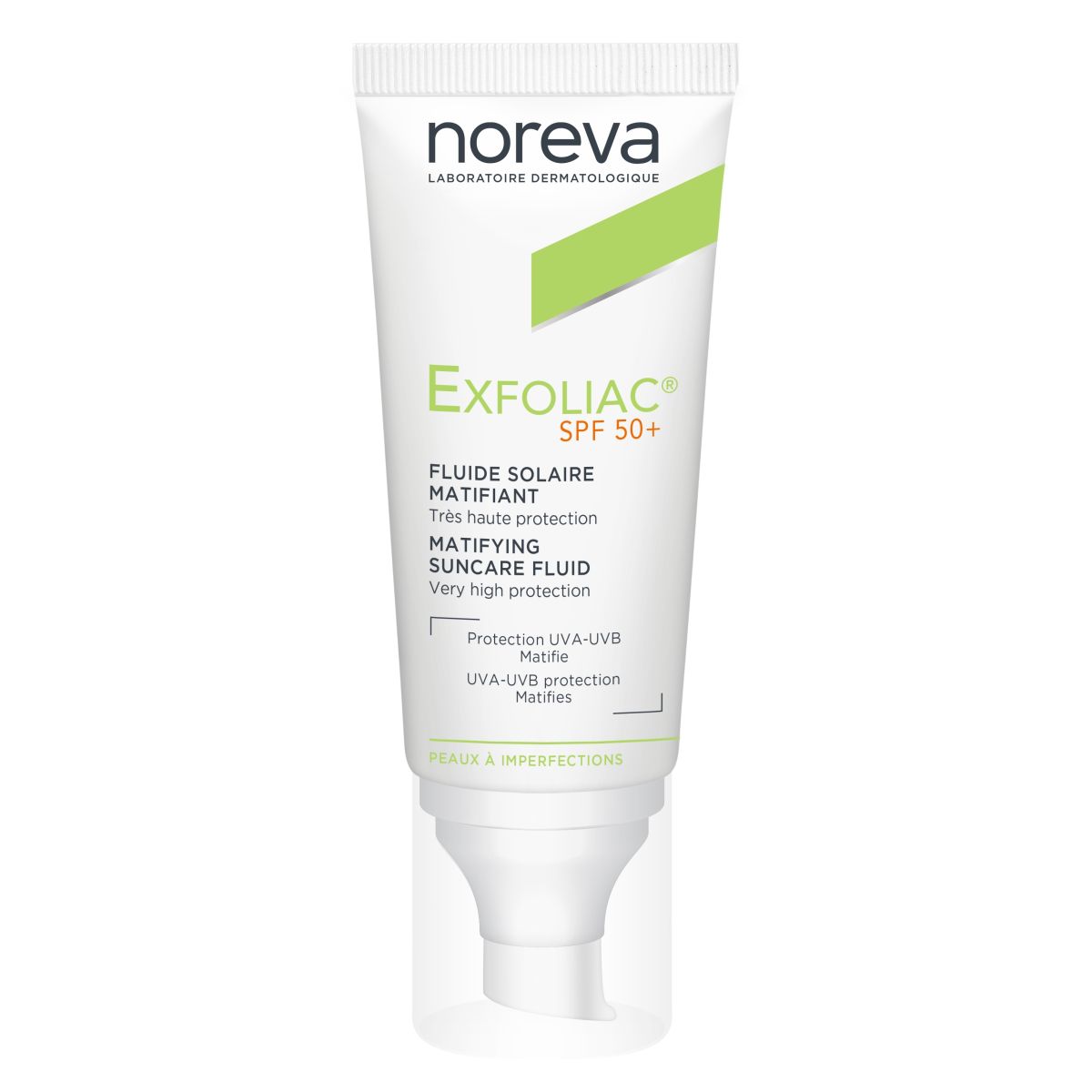 NOREVA EXFOLIAC PÄIKESEKREEM SPF50+ AKNELISELE NAHALE 40ML - Product Image