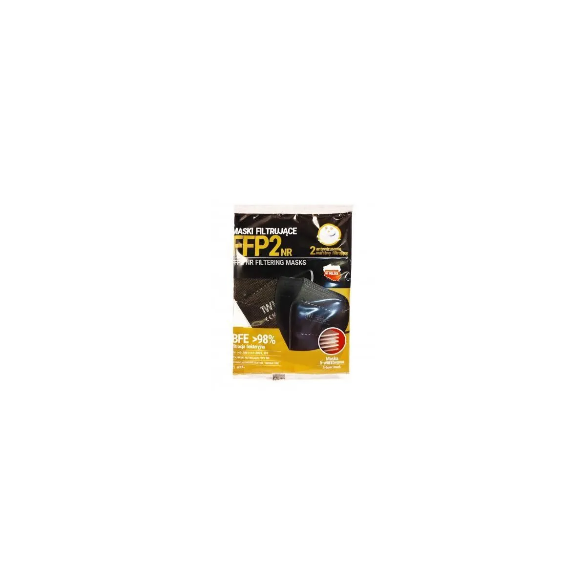 RESPIRAATOR FFP2NR 5-KIHILINE MUST N1 - Product Image