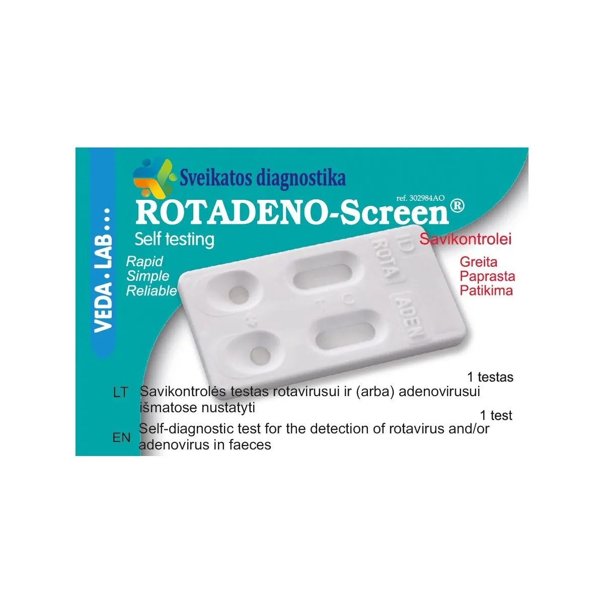 VEDALAB KIIRTEST ROTA- JA ADENOVIIRUSE TUVASTAMISEKS N1 - Product Image