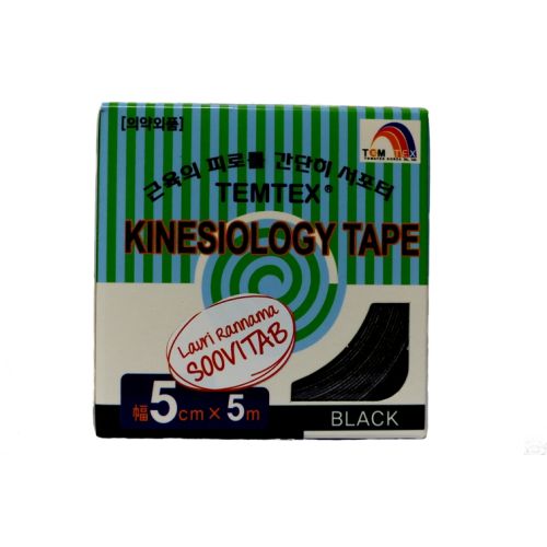 TEMTEX KINESIOLOOGILINE TEIP 5CMX5M MUST N1