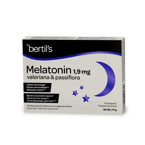 BERTILS MELATONIN 1,9 MG VALERIANA&PASSIFLORA N30