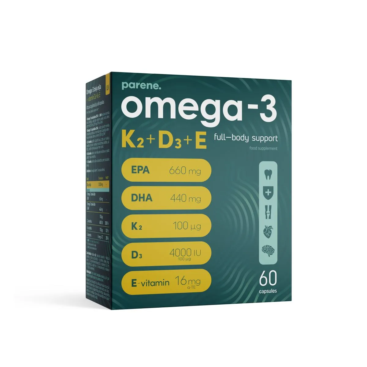 PARENE OMEGA-3 + K2 + D3 + E KAPSLID N60 - Product Image