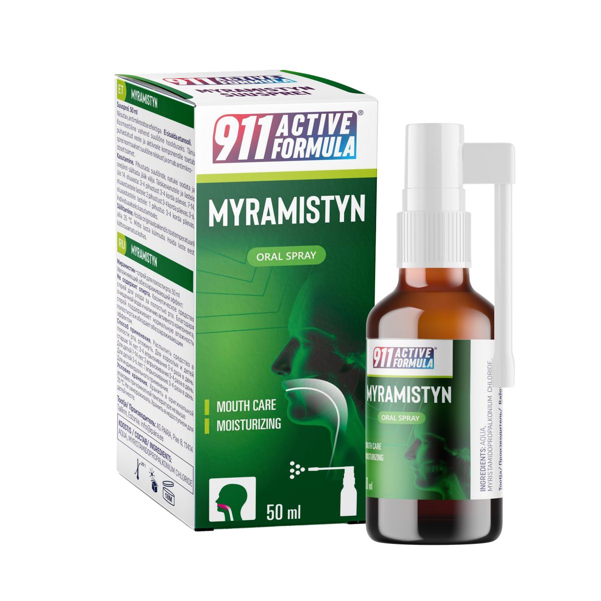 911 ACTIVE FORMULA MYRAMISTYN NIISUTAV SUUSPREI 50ML - Product Image