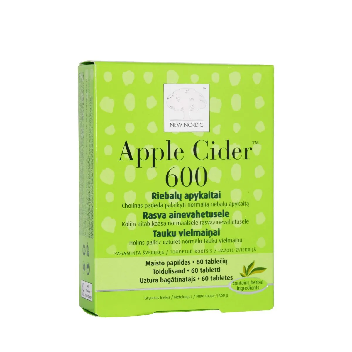 NEW NORDIC APPLE CIDER TBL 600MG N60 - Product Image