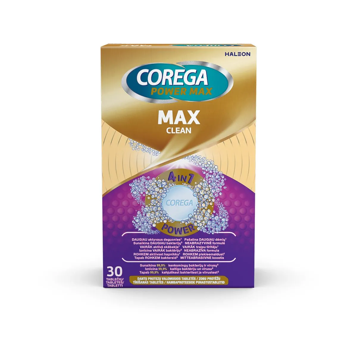 COREGA MAX CLEAN PUHASTUSTABLETID PROTEESIDELE N30 - Product Image