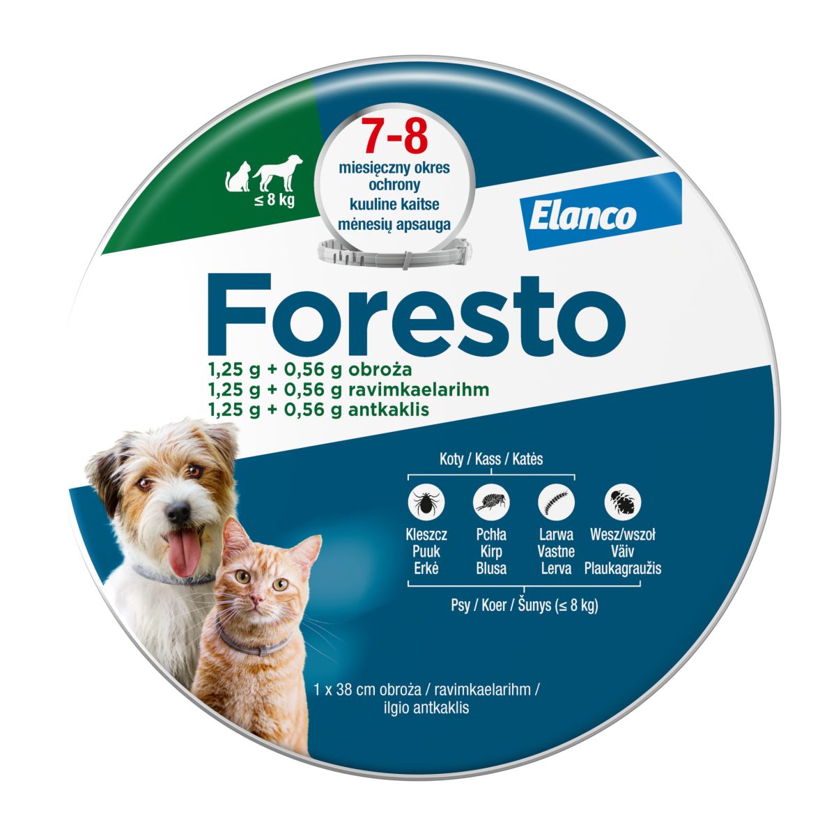 FORESTO RAVIMKAELARIHM 1,25G+0,56G/12,5G (38CM) N1 (KASS/KOER ≤8KG) - Product Image