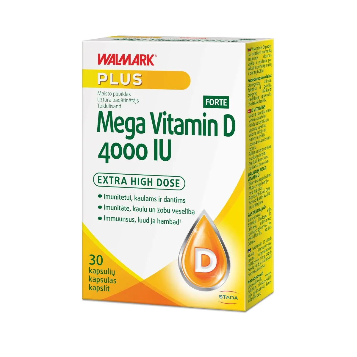 WALMARK MEGA VITAMIN D 4000IU FORTE KAPSLID N30 - Product Image