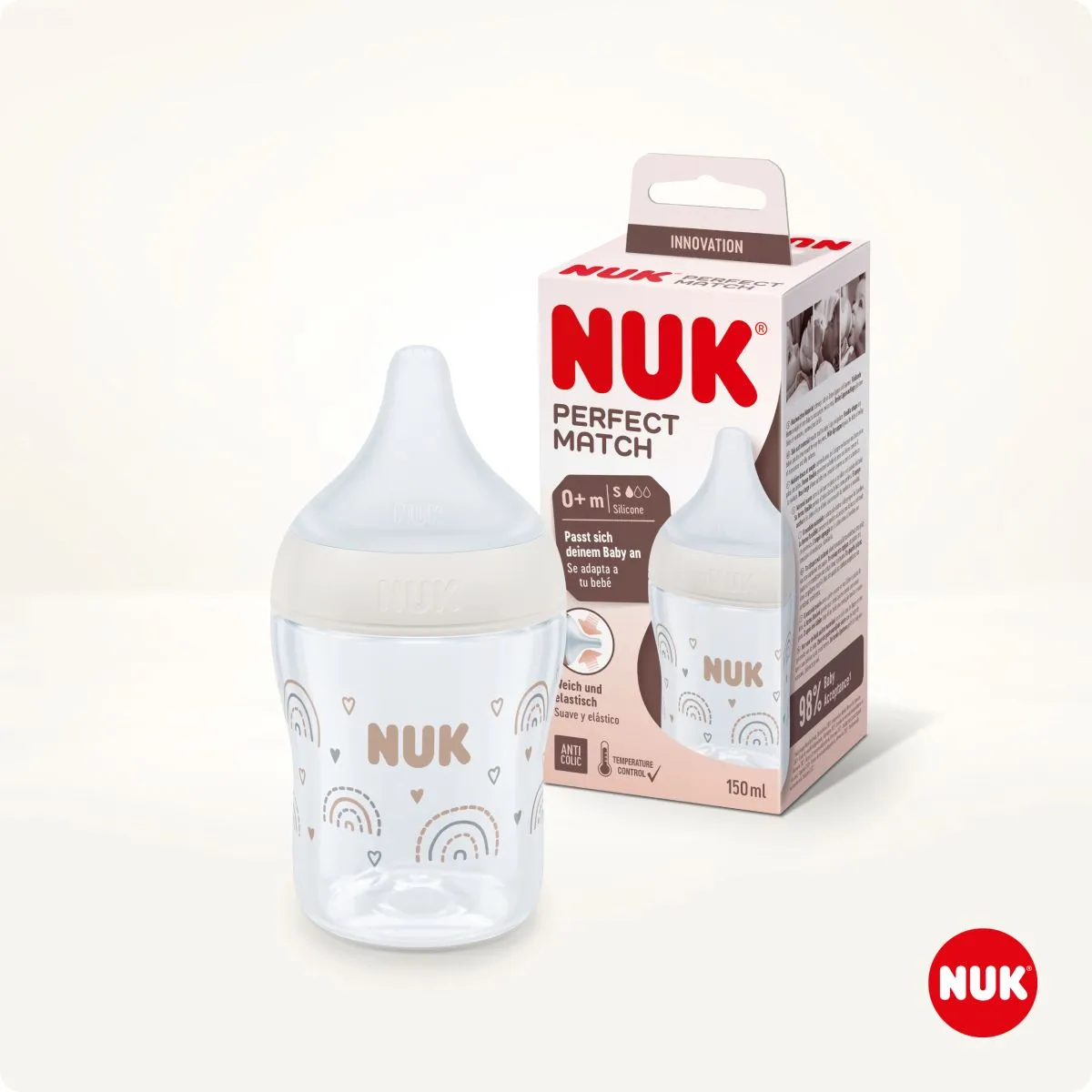 NUK PERFECT MATCH LUTIPUDEL SILIK. S (RAINBOW) 150ML - Product Image