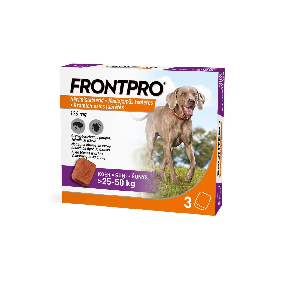 FRONTPRO NÄRIMISTABLETT 136MG N3 (25-50KG) - Product Image