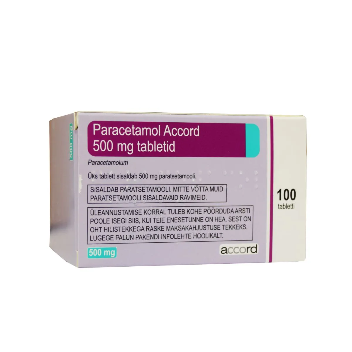 PARACETAMOL ACCORD TBL 500MG N100 - Product Image