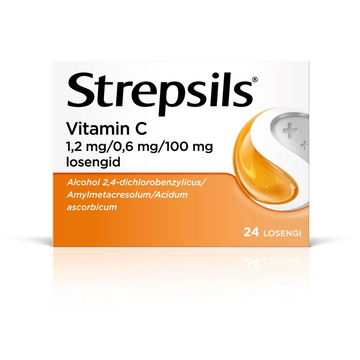 STREPSILS VITAMIN C 100MG 0,6MG+1,2MG+100MG N24 LOSENG - Product Image