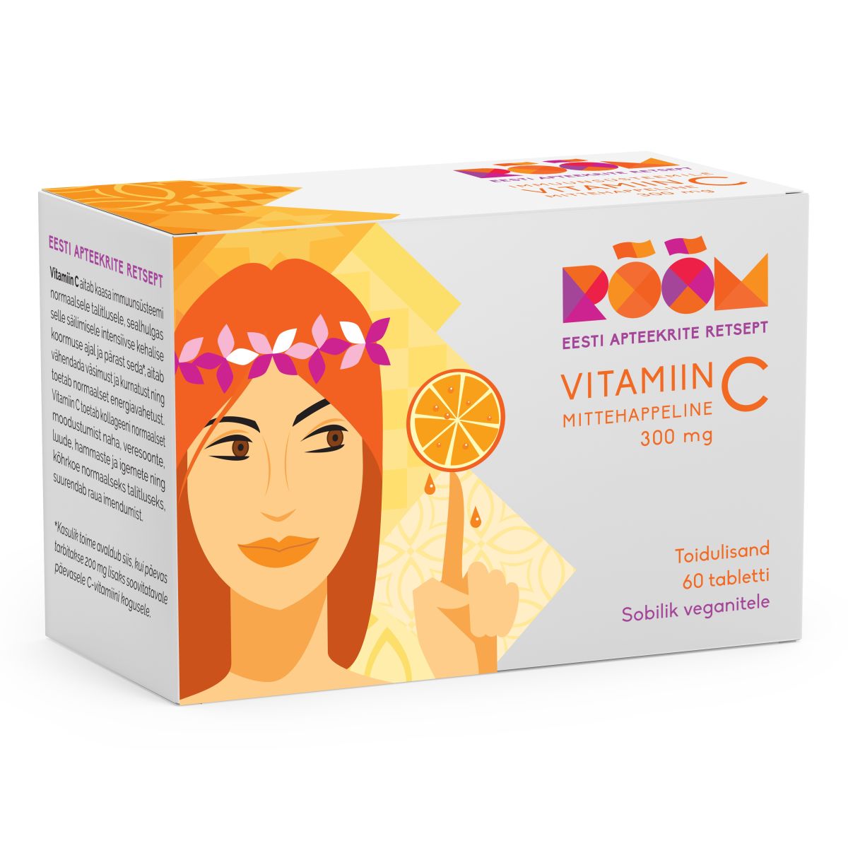 RÕÕM VITAMIIN C MITTEHAPPELINE TBL 300MG N60 - Product Image