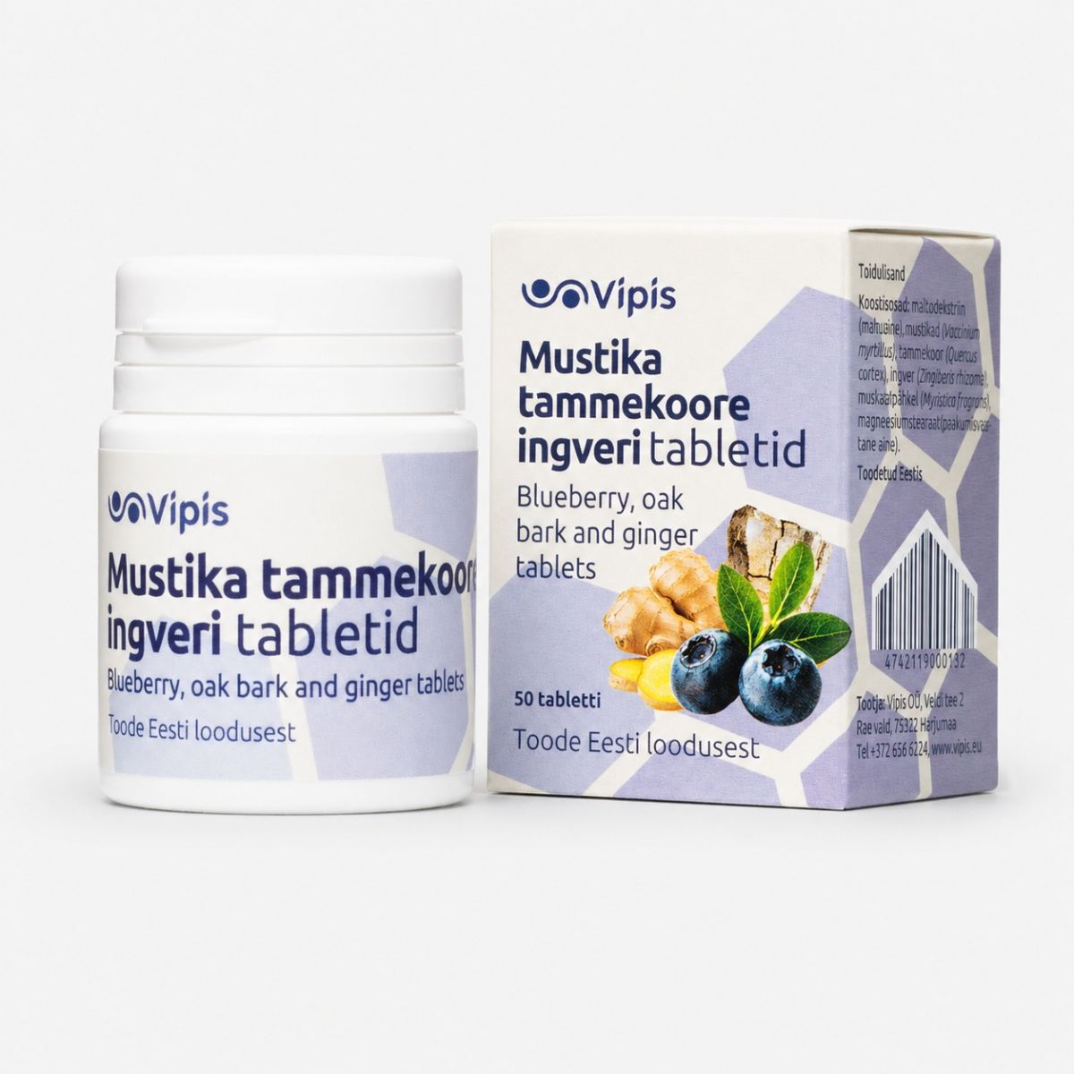 VIPIS MUSTIKA-TAMMEKOORE-INGVERI TABLETID N50 (15G) - Product Image