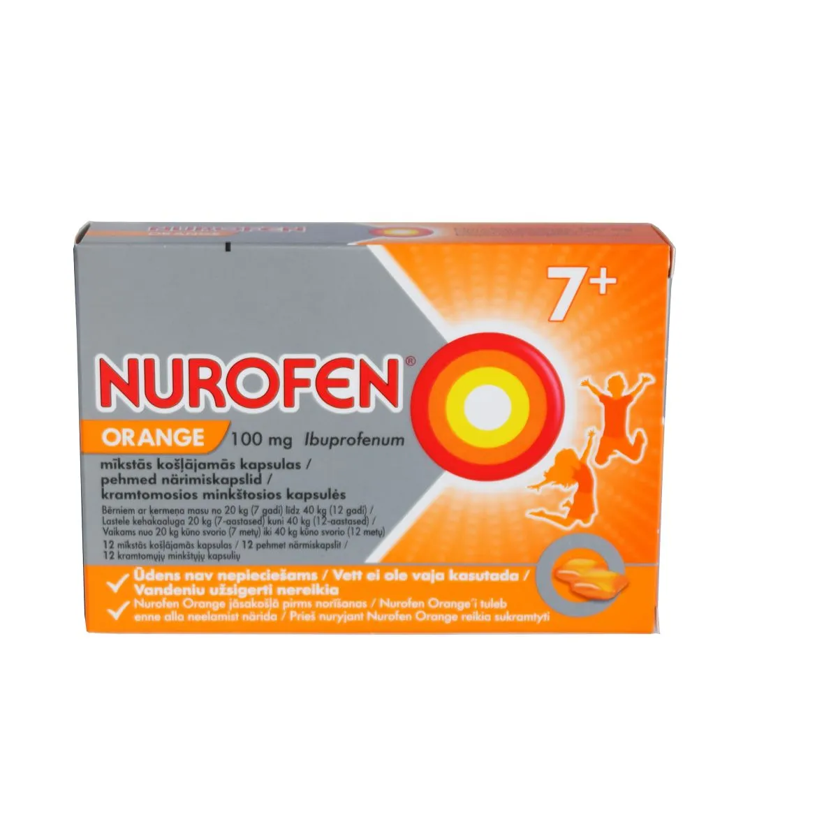 NUROFEN ORANGE PEHME NÄRIMISKAPSEL 100MG N12 - Product Image