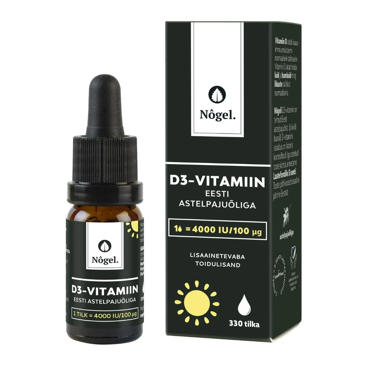 NÕGEL D3-VITAMIIN EESTI ASTELPAJUÕLIGA 4000IU/TILGAS 10ML - Product Image