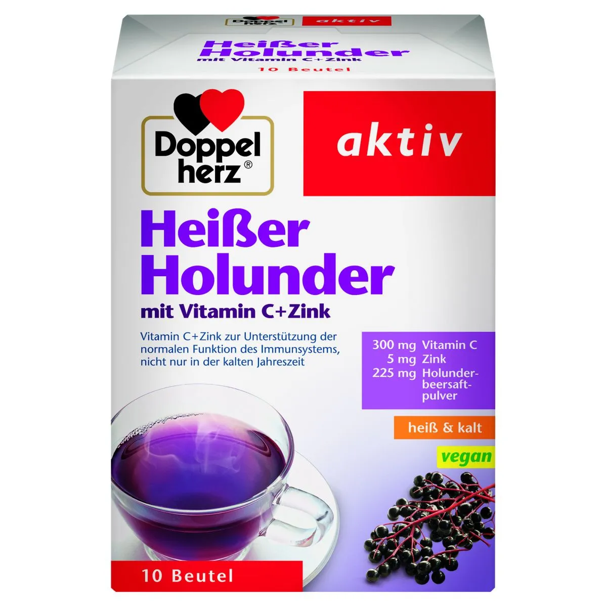 DOPPELHERZ AKTIV KUUM JOOK MUSTA LEEDRIGA C+TSINK N10 - Product Image