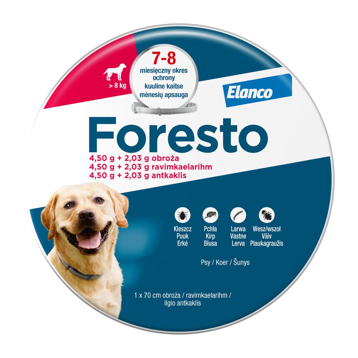 FORESTO RAVIMKAELARIHM 4,50G+2,03G/45G (70CM) N1 (KOER >8KG) - Product Image