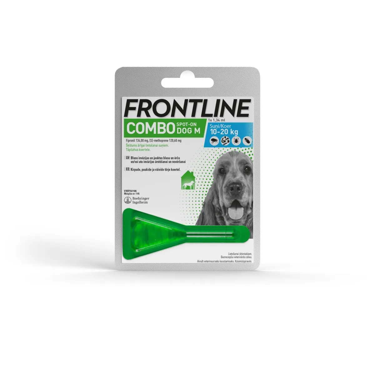 FRONTLINE COMBO DOG M TÄPILAHUS 134MG+120,6MG/1,34ML N1 (10-20KG) - Product Image