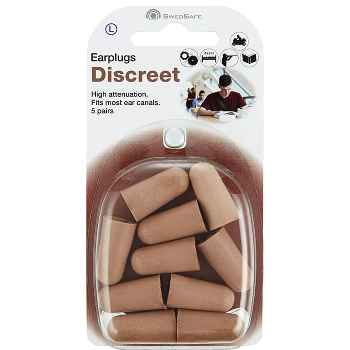 KÕRVATROPID SWEDSAFE DISCREET LARGE PEHMEST VAHUST BEEŽID N10 5-PAARI - Product Image