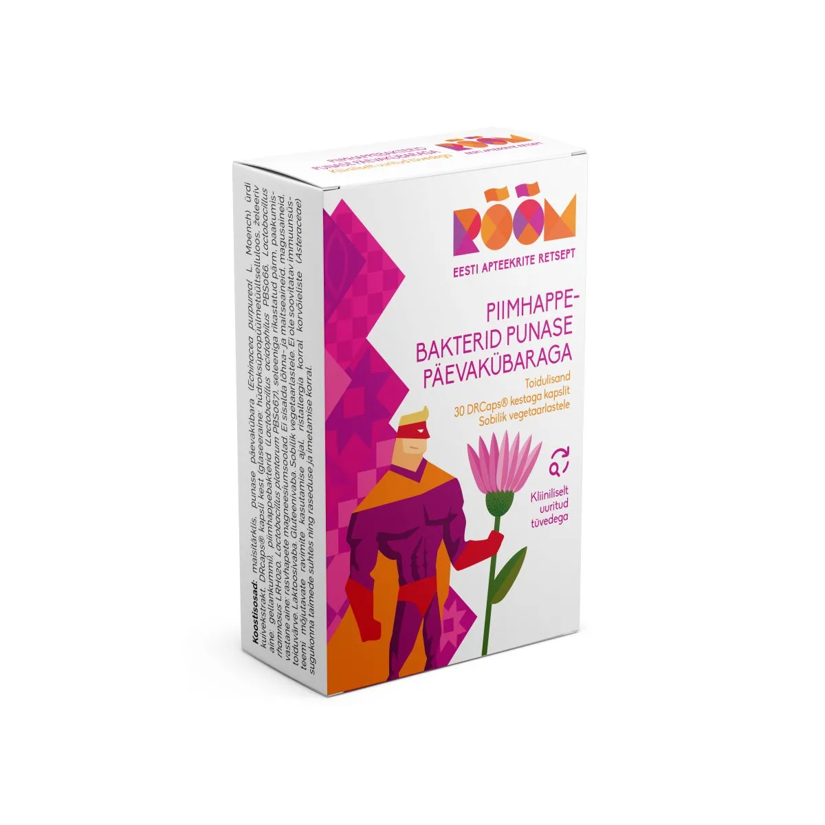 RÕÕM PIIMHAPPEBAKTERID PUNASE PÄEVAKÜBARAGA KAPSLID N30 - Product Image