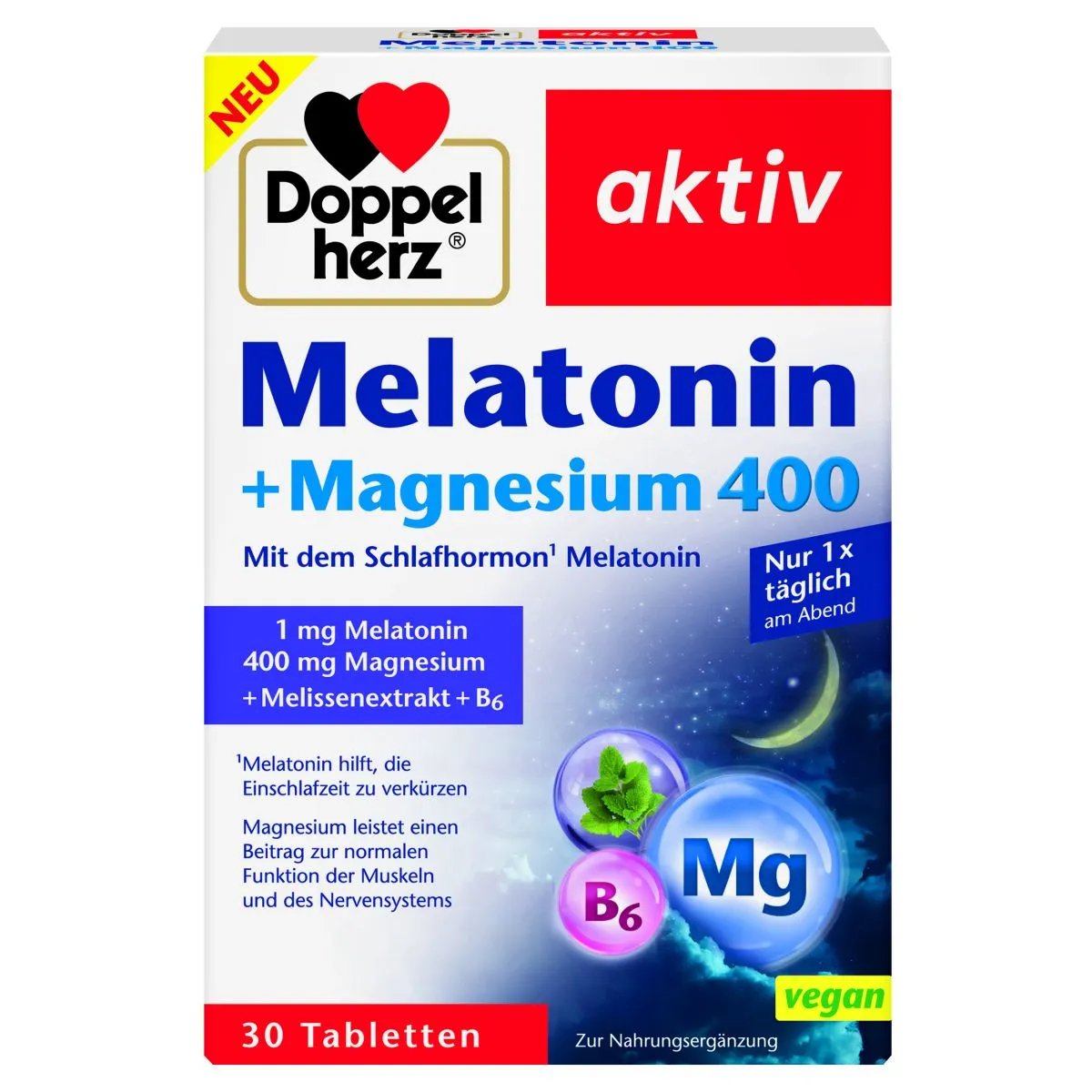 DOPPELHERZ AKTIV MELATONIIN+MAGNEESIUM 400MG TBL N30 - Product Image
