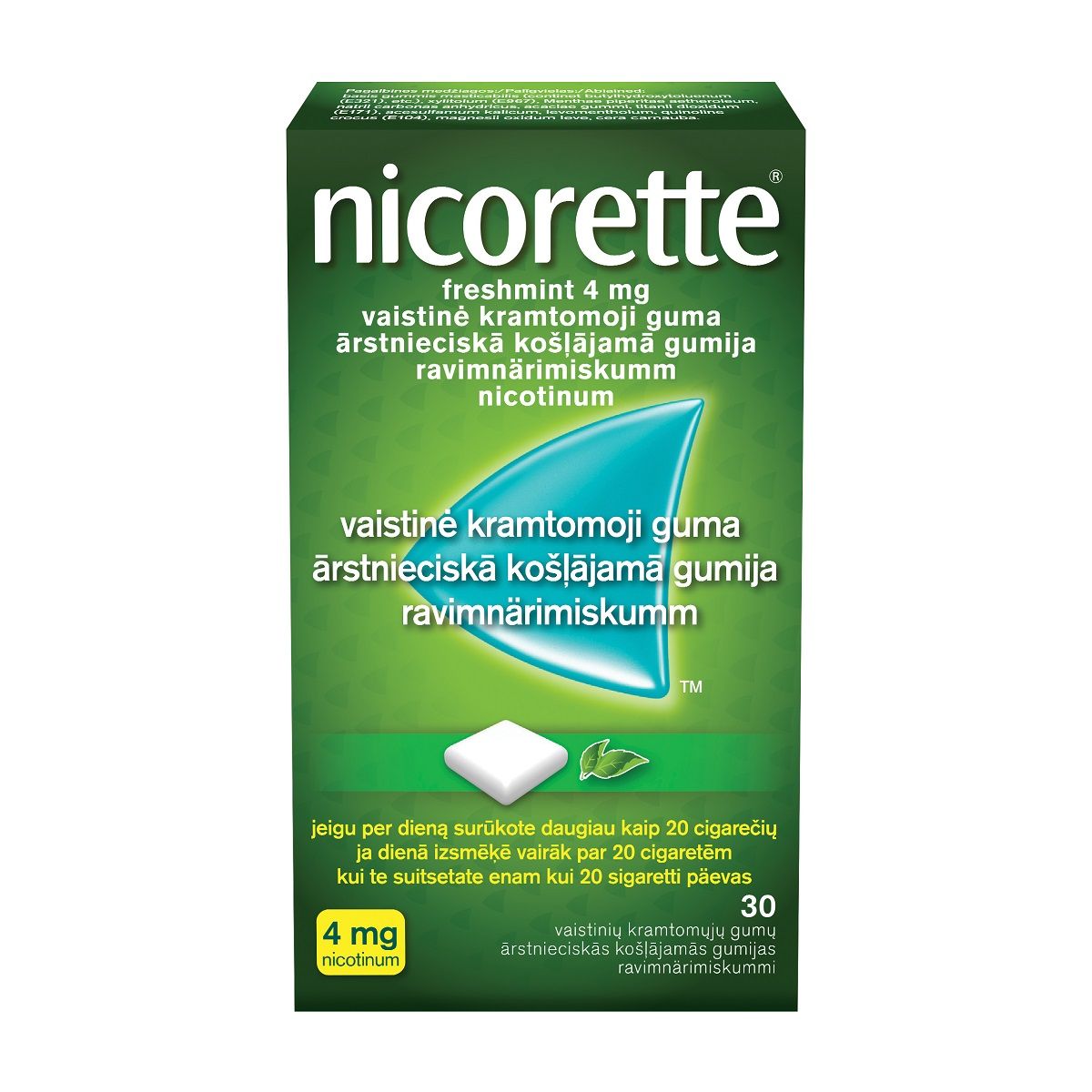 NICORETTE FRESHMINT NÄRIMISKUMM 4MG N30 - Product Image