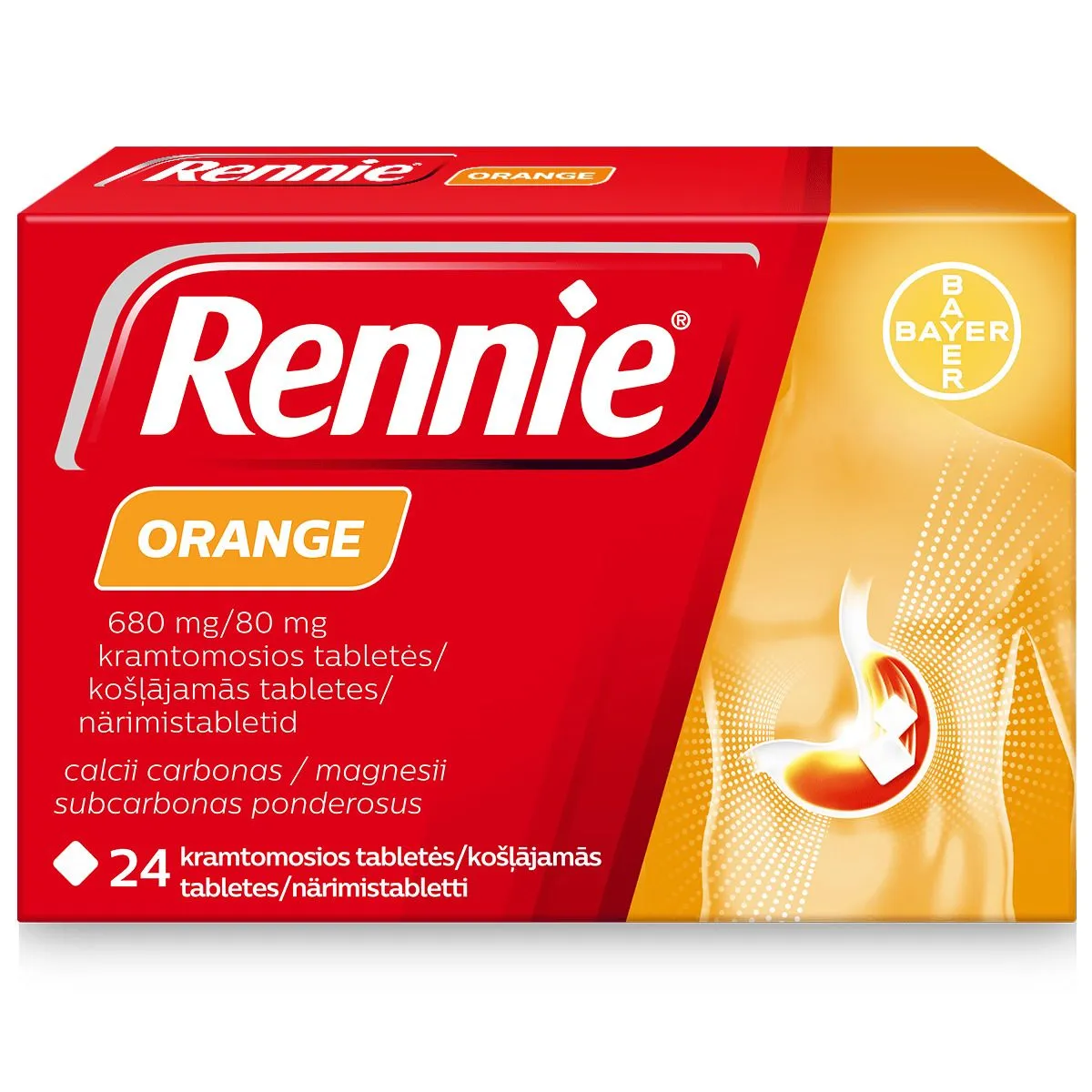 RENNIE ORANGE NÄRIMISTBL 680MG+80MG N24 - Product Image