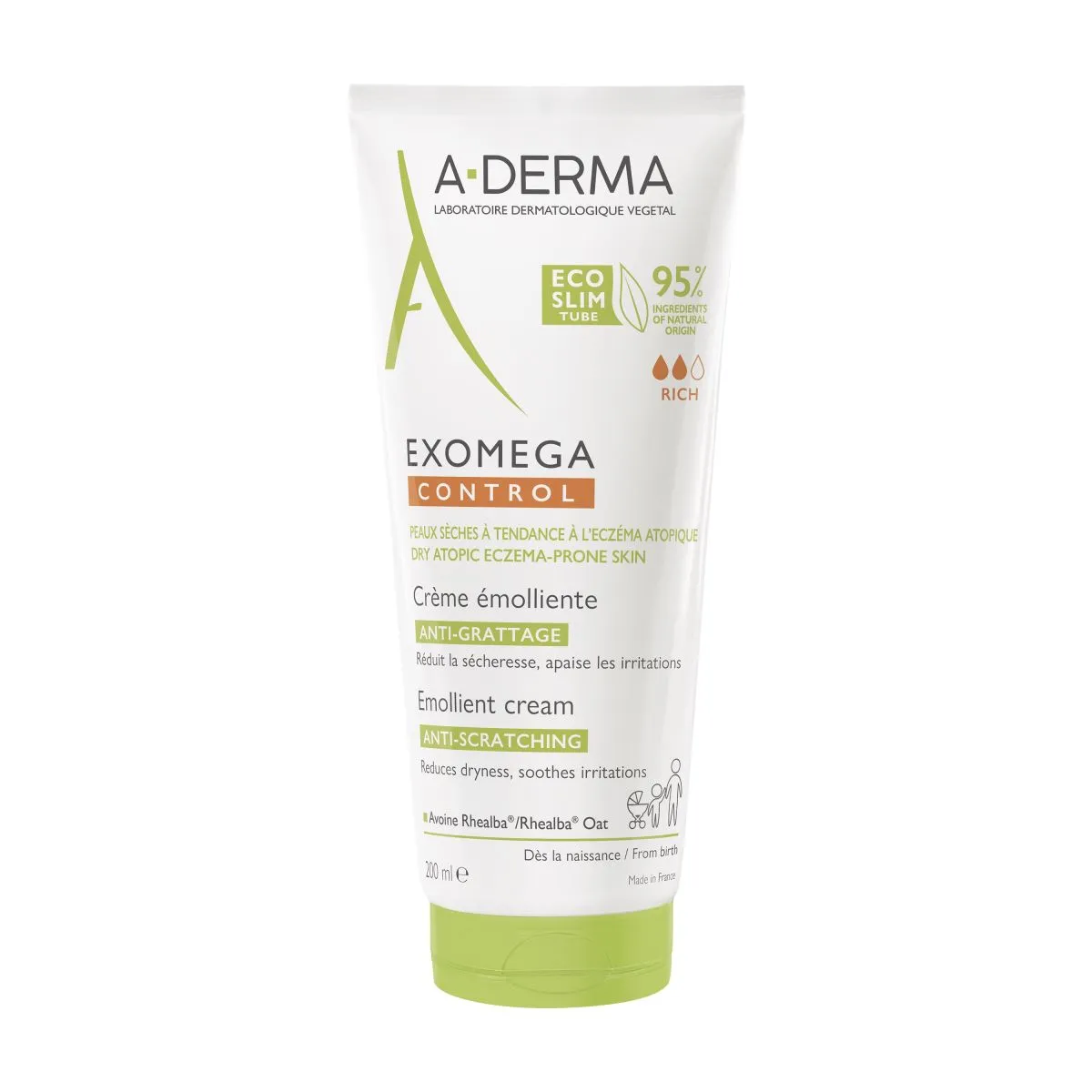 A-DERMA EXOMEGA CONTROL KREEM ATOOPILISELE NAHALE 200ML - Product Image