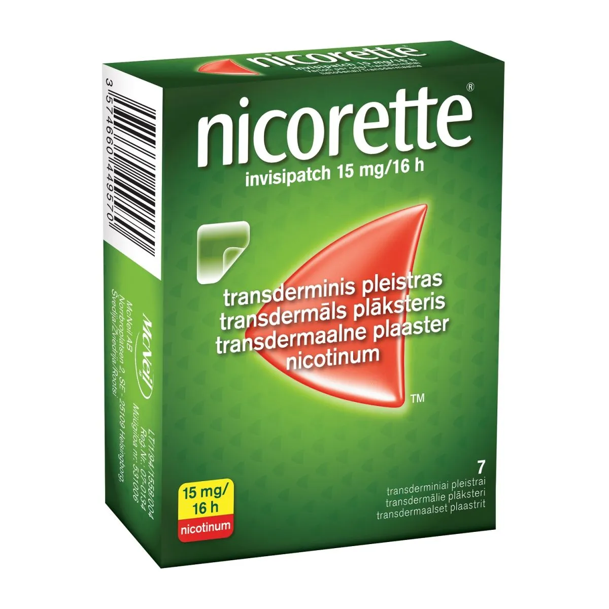 NICORETTE INVISIPATCH TDP 15MG/16H N7 - Product Image