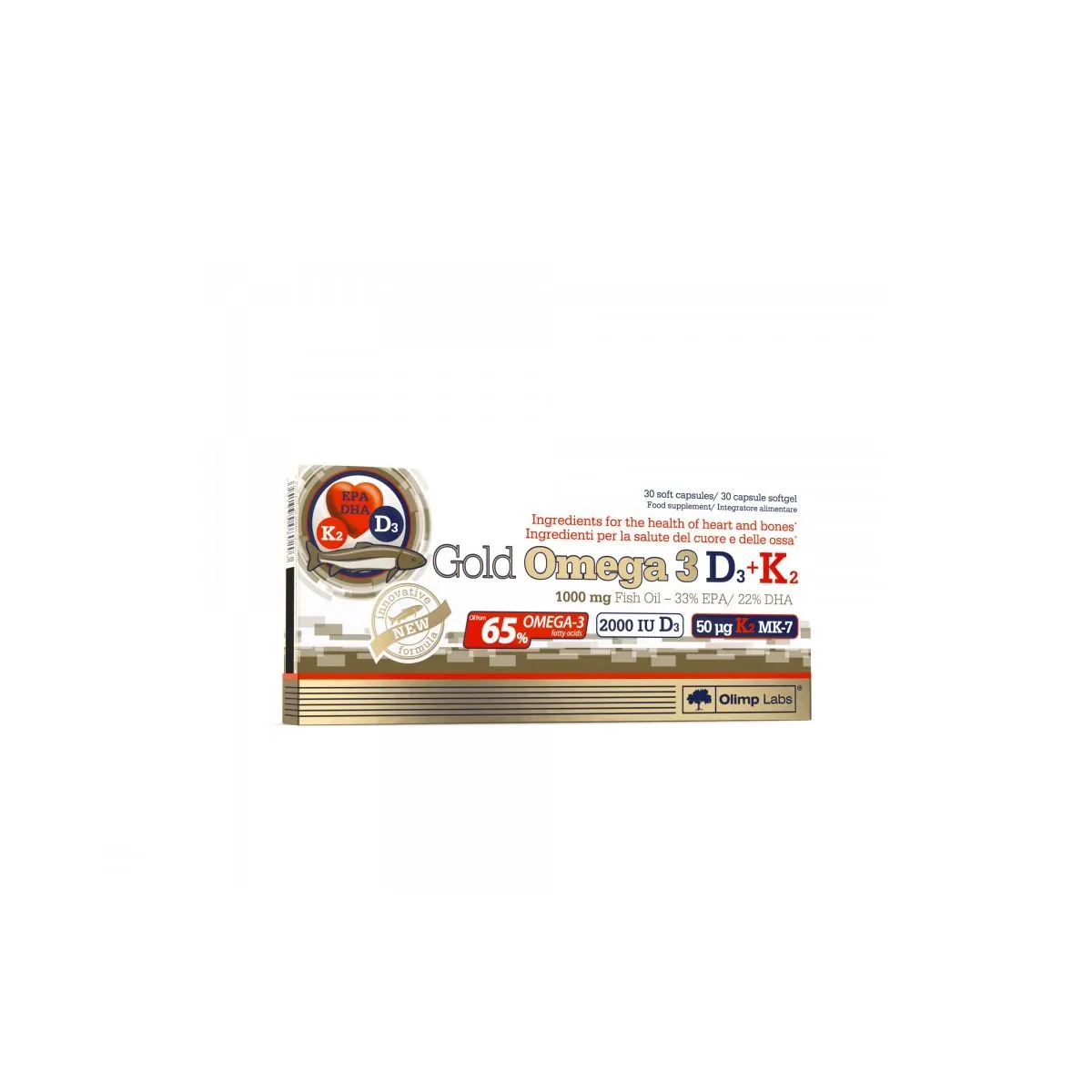 OLIMPLABS GOLD OMEGA-3+D3+K2 KAPSLID N30 - Product Image