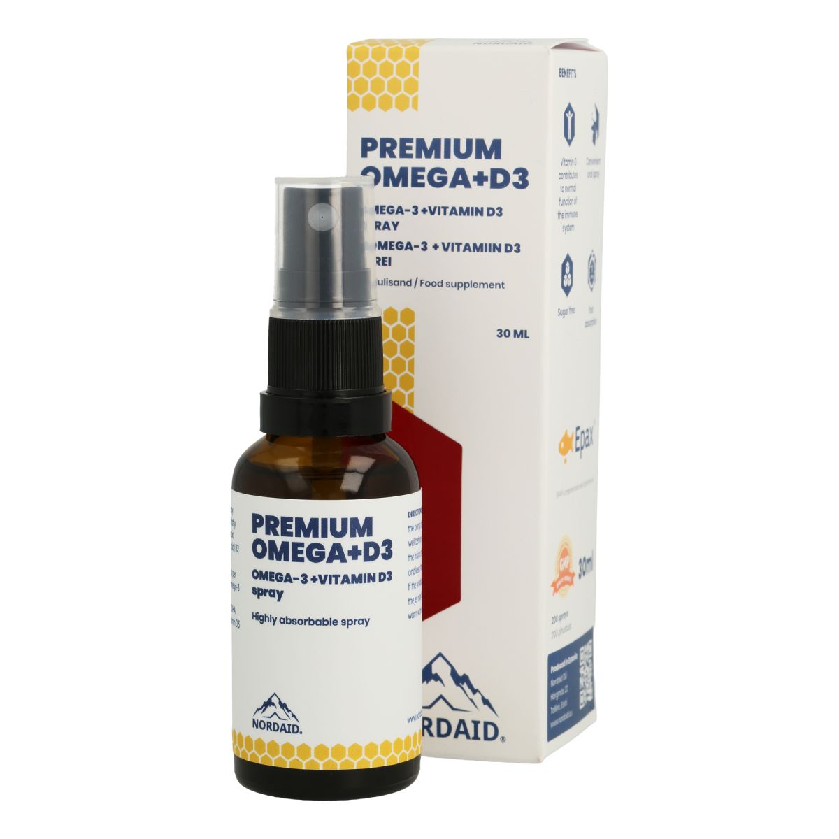 NORDAID PREMIUM OMEGA+D3 SPREI 30ML - Product Image