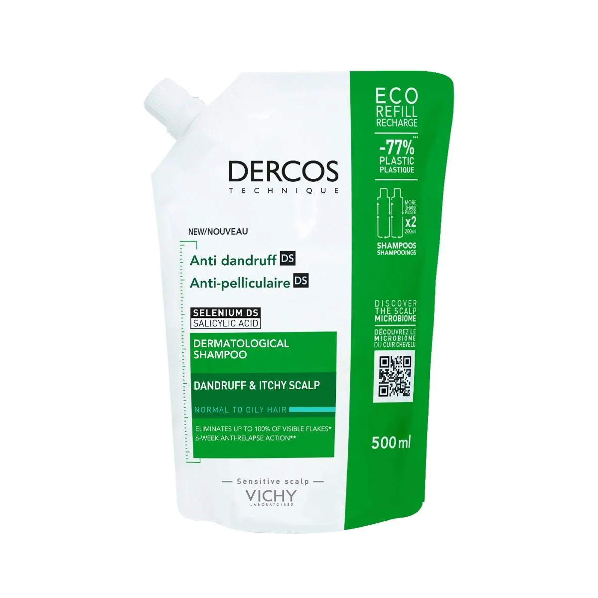 VICHY DERCOS SHAMPOON KÕÕMAVASTANE DS OILY TÄITEPAKEND 500ML - Product Image