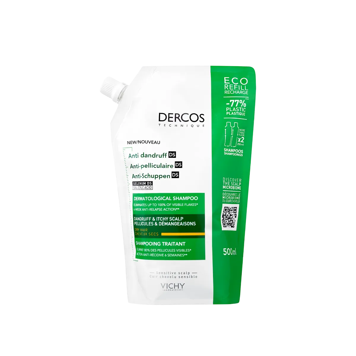 VICHY DERCOS SHAMPOON KÕÕMAVASTANE DS DRY TÄITEPAKEND 500ML - Product Image